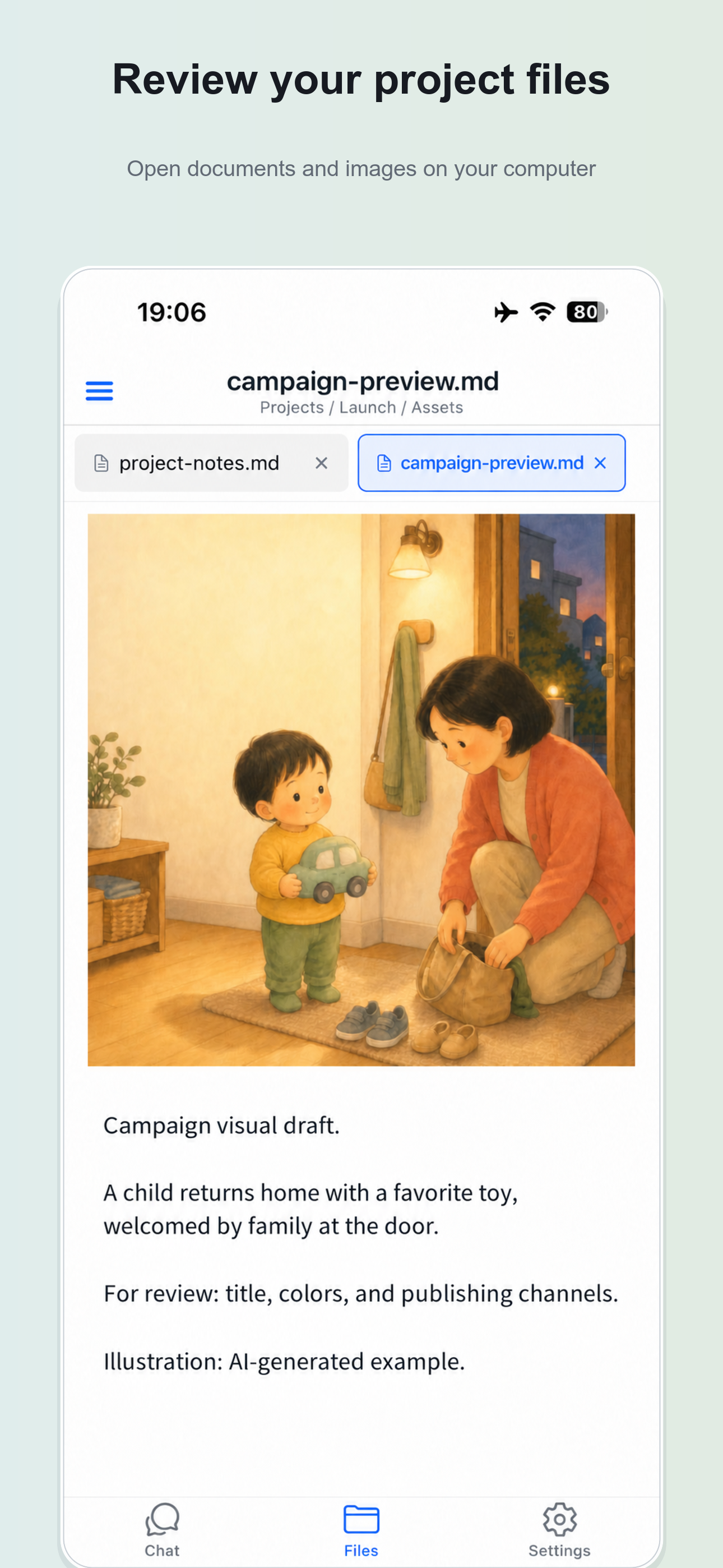 Open project documents and images