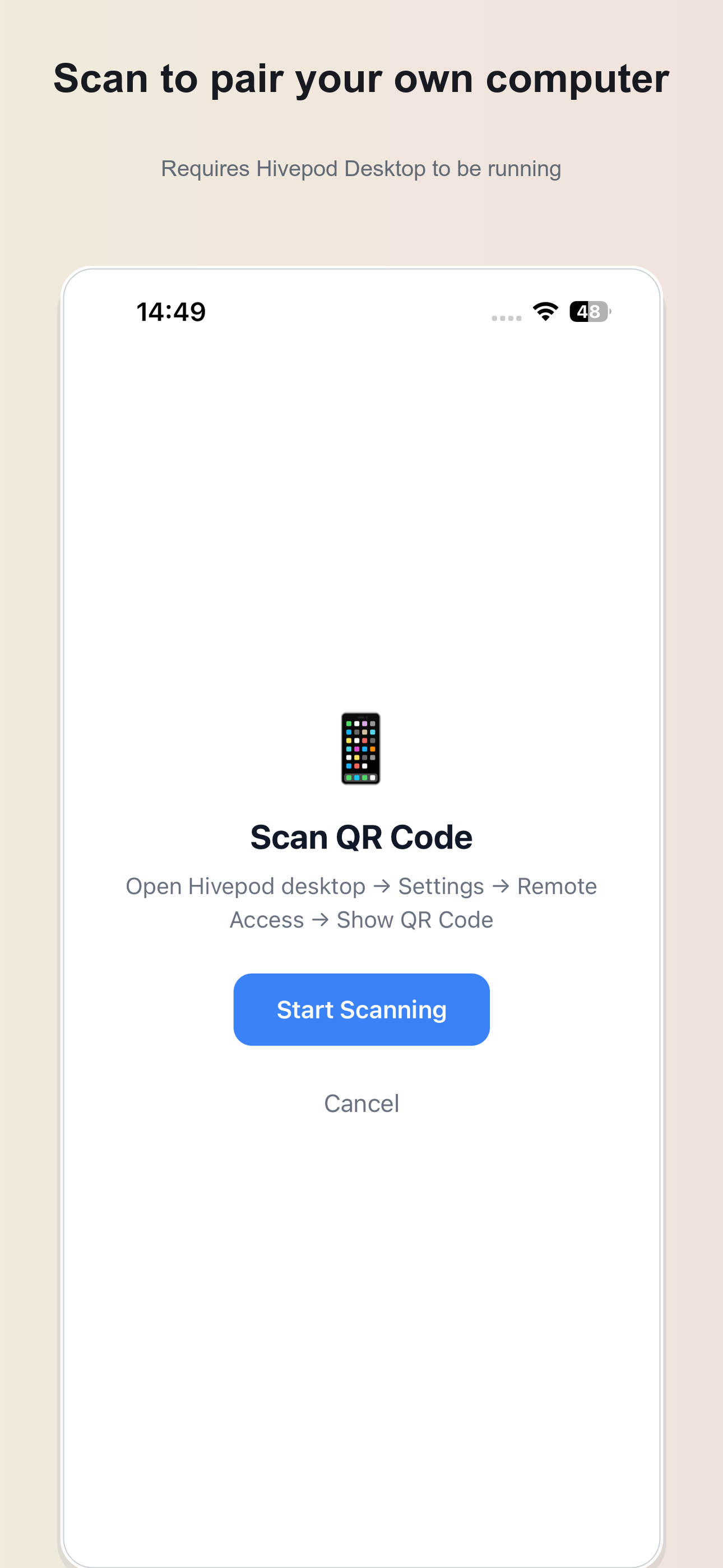 Scan to pair your own computer